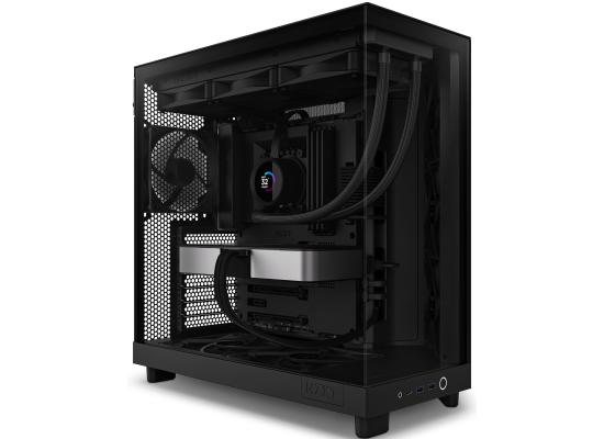 NZXT H6 Flow Perforated Compact Dual-Chamber Mid-Tower Tempered Glass Gaming Case w/ 3xF120Q Fans & USB Type-C Port - Black