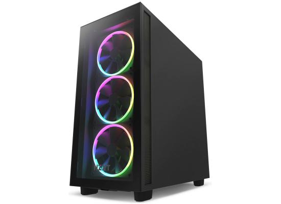 NZXT H7 Elite ATX Tempered Glass Mid Tower Gaming Case w/ 4x140mm Fans (Front 3x140mm RGB) & USB Type-C Port -Matte Black