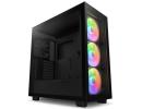 NZXT H7 Elite (2023) ATX Tempered Glass Mid Tower Gaming Case w/ 3x140mm RGB Fans + 1x140mm Quiet & USB Type-C Port - Matte Black