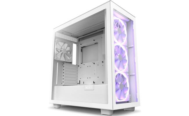 NZXT H7 Elite ATX Tempered Glass Mid Tower Gaming Case w/ 4x140mm Fans (Front 3x140mm RGB) & USB Type-C Port -Matte White