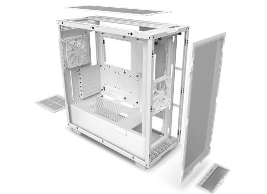 NZXT H7 Flow ATX Tempered Glass Mid Tower Perforated & Ventilated Gaming Case w/ 2x120mm Fans & USB Type-C Port -Matte White