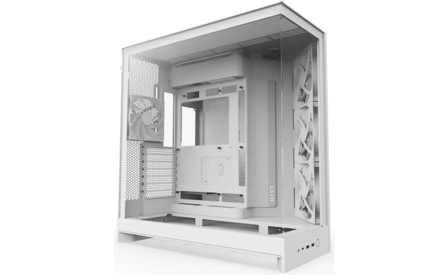 NZXT H9 Flow (2025) Panoramic Perforated Dual-Chamber Mid-Tower Tempered Glass New Design Gaming Case w/ 3X F140Q Fans + 1XF120Q & Back-Connect Ready - White