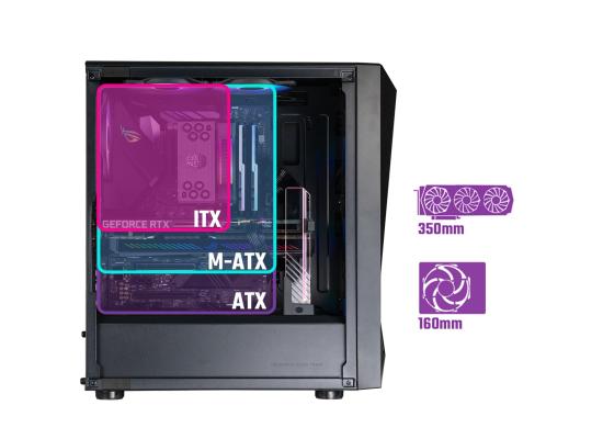 COOLER MASTER CMP 520 ARGB Mid Tower Tempered Glass Gaming Case w/ 3 x120mm ARGB Fan