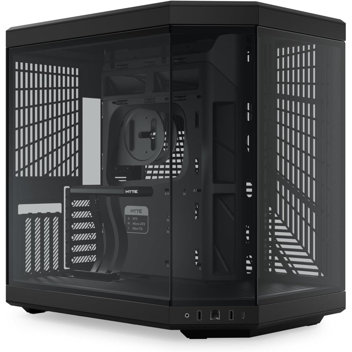 HYTE Y70 Standard Edition (Non-Touch) Dual Chamber ATX Mid Tower Modern Aesthetic Gaming case, Enhanced Edition, Panoramic Tempered Glass Design, w/ PCIE 4.0 Riser Cable (Pitch Black)