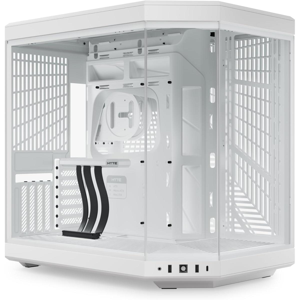 HYTE Y70 Standard Edition (Non-Touch) Dual Chamber ATX Mid Tower Modern Aesthetic Gaming case, Enhanced Edition, Panoramic Tempered Glass Design, w/ PCIE 4.0 Riser Cable (Snow White)
