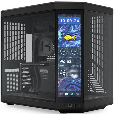 HYTE Y70 Touch Infinite Dual Chamber ATX Mid Tower Modern Aesthetic Gaming case, Enhanced Edition, Panoramic Tempered Glass Design, w/ 14.9”  IPS 2.5 60Hz KTouchscreen & PCIE 4.0 Riser Cable (Black)