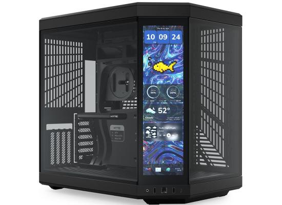 HYTE Y70 Touch Infinite Dual Chamber ATX Mid Tower Modern Aesthetic Gaming case, Enhanced Edition, Panoramic Tempered Glass Design, w/ 14.9”  IPS 2.5 60Hz KTouchscreen & PCIE 4.0 Riser Cable (Black)