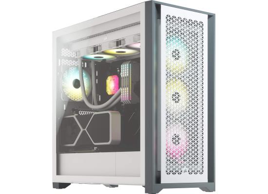 Corsair iCUE 5000D AIRFLOW Tempered Glass Mid-Tower ATX Gaming Case, High-Airflow Front Panel Includes 2x 120mm Fans-White