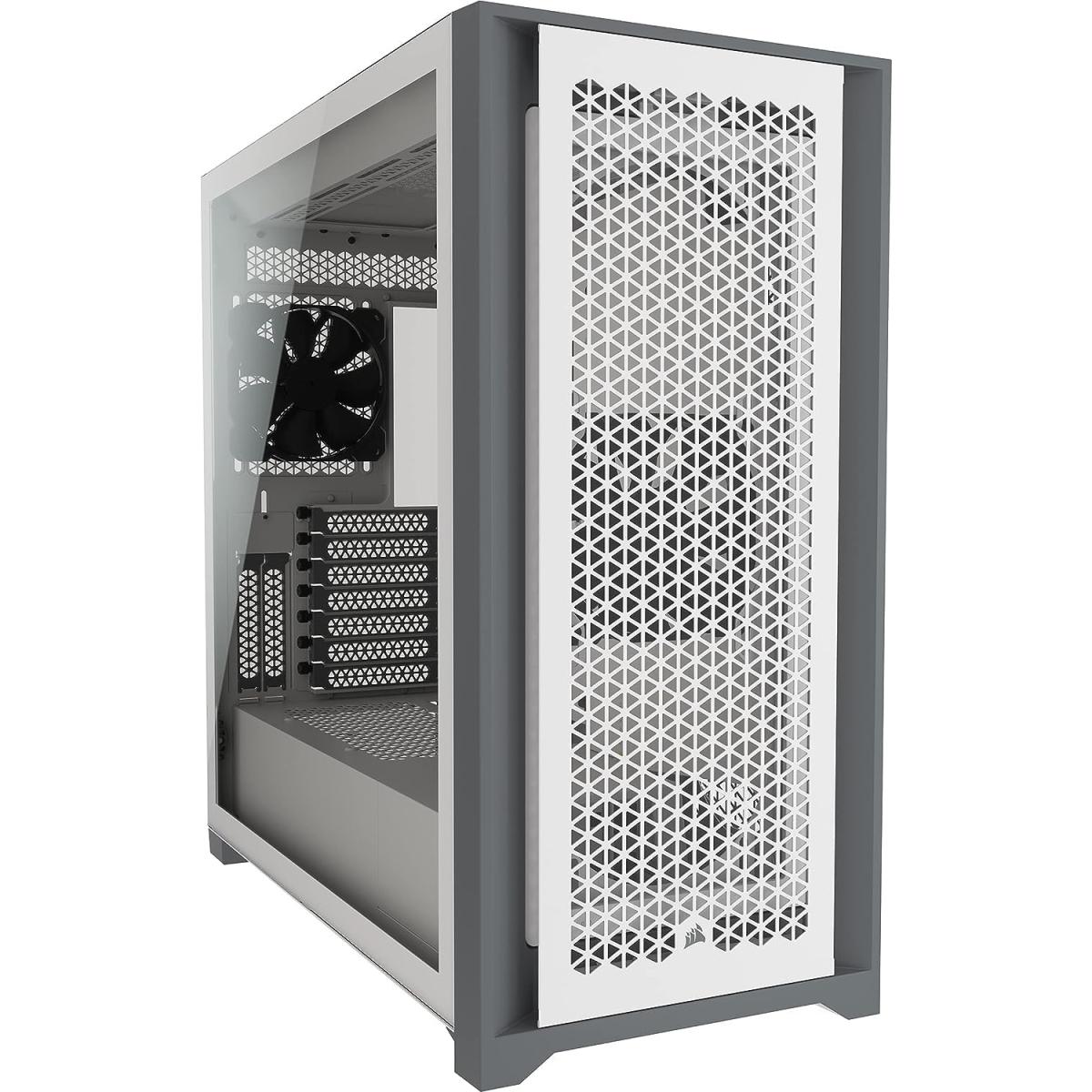 Corsair iCUE 5000D AIRFLOW Tempered Glass Mid-Tower ATX Gaming Case, High-Airflow Front Panel Includes 2x 120mm Fans-White