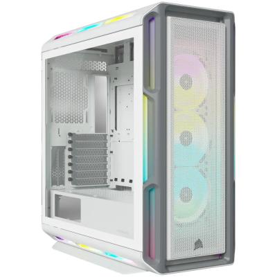 Corsair iCUE 5000T RGB Tempered Glass Mid-Tower ATX Gaming Case Includes 3x LL120 RGB Fans & Surround Integrated Leds-White