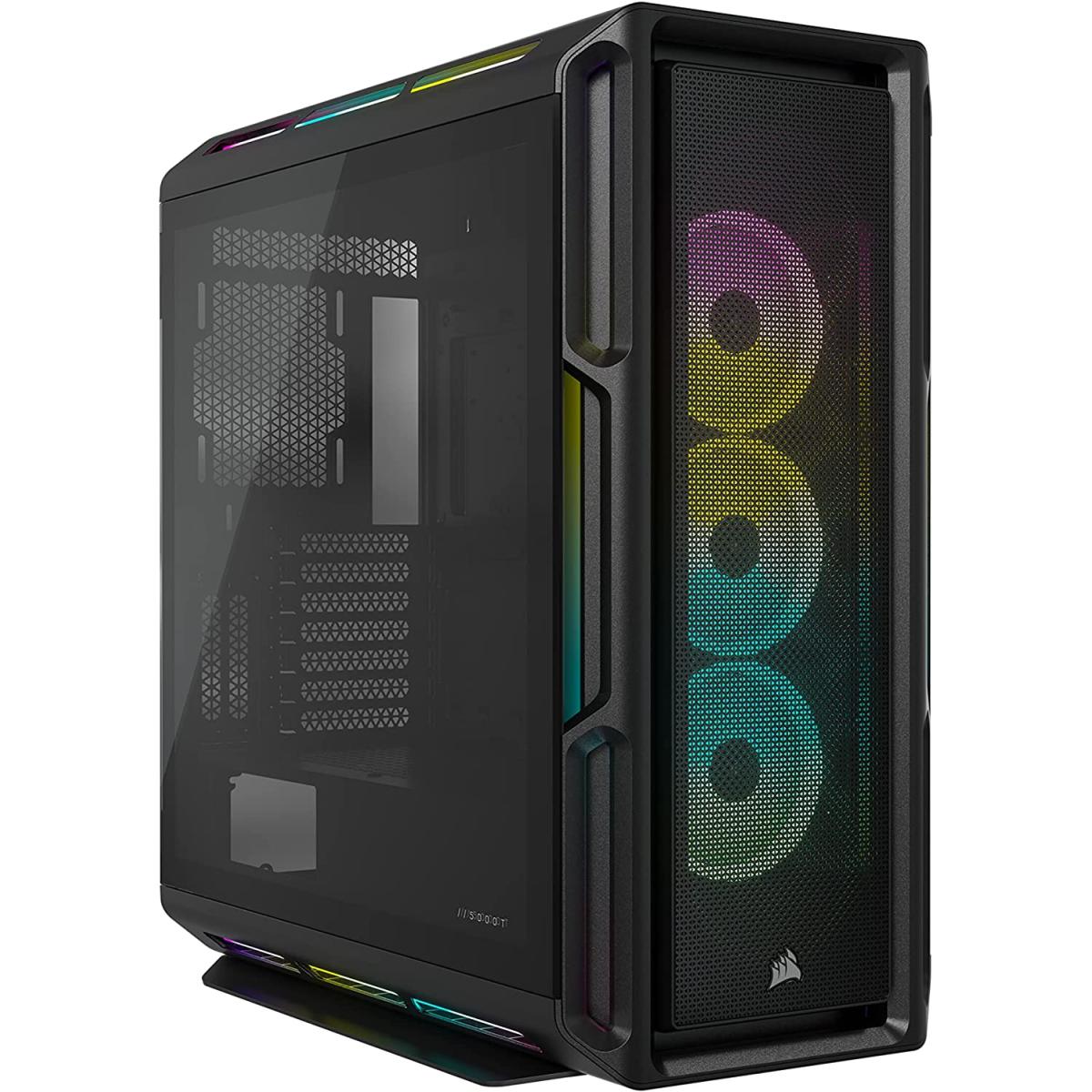 Corsair iCUE 5000T RGB Tempered Glass Mid-Tower ATX Gaming Case Includes 3x LL120 RGB Fans & Surround Integrated Leds-Black