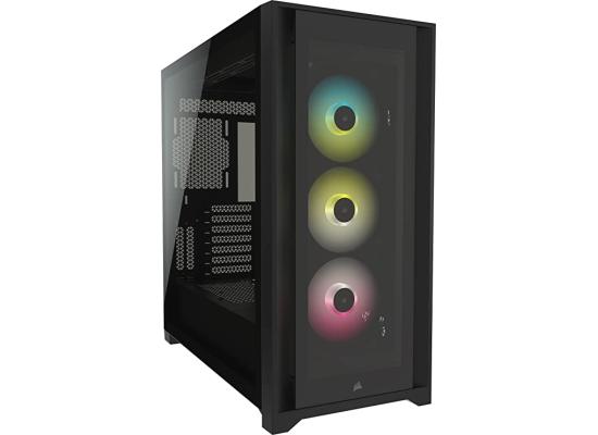 Corsair iCUE 5000X RGB Tempered Glass Mid-Tower ATX Gaming Case Includes Smart 3x SP120 RGB ELITE Fans-Black