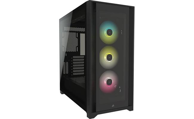 Corsair iCUE 5000X RGB Tempered Glass Mid-Tower ATX Gaming Case Includes Smart 3x SP120 RGB ELITE Fans-Black
