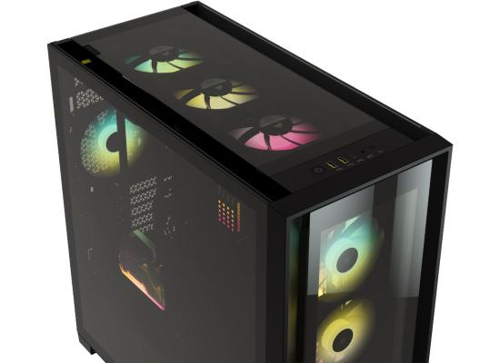 Corsair iCUE 5000X RGB Tempered Glass Mid-Tower ATX Gaming Case Includes Smart 3x SP120 RGB ELITE Fans-Black