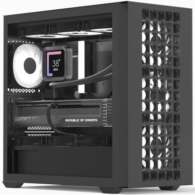 AeroCool D302A (Black) ARGB Stylish Mesh Front Panel Design mATX Mini Tower Tempered Glass Gaming Case w/ USB Type-C, 4X120mm ARGB Fans & Back Connector Motherboard Support