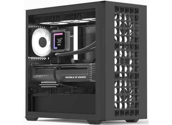 AeroCool D302A (Black) ARGB Stylish Mesh Front Panel Design mATX Mini Tower Tempered Glass Gaming Case w/ USB Type-C, 4X120mm ARGB Fans & Back Connector Motherboard Support