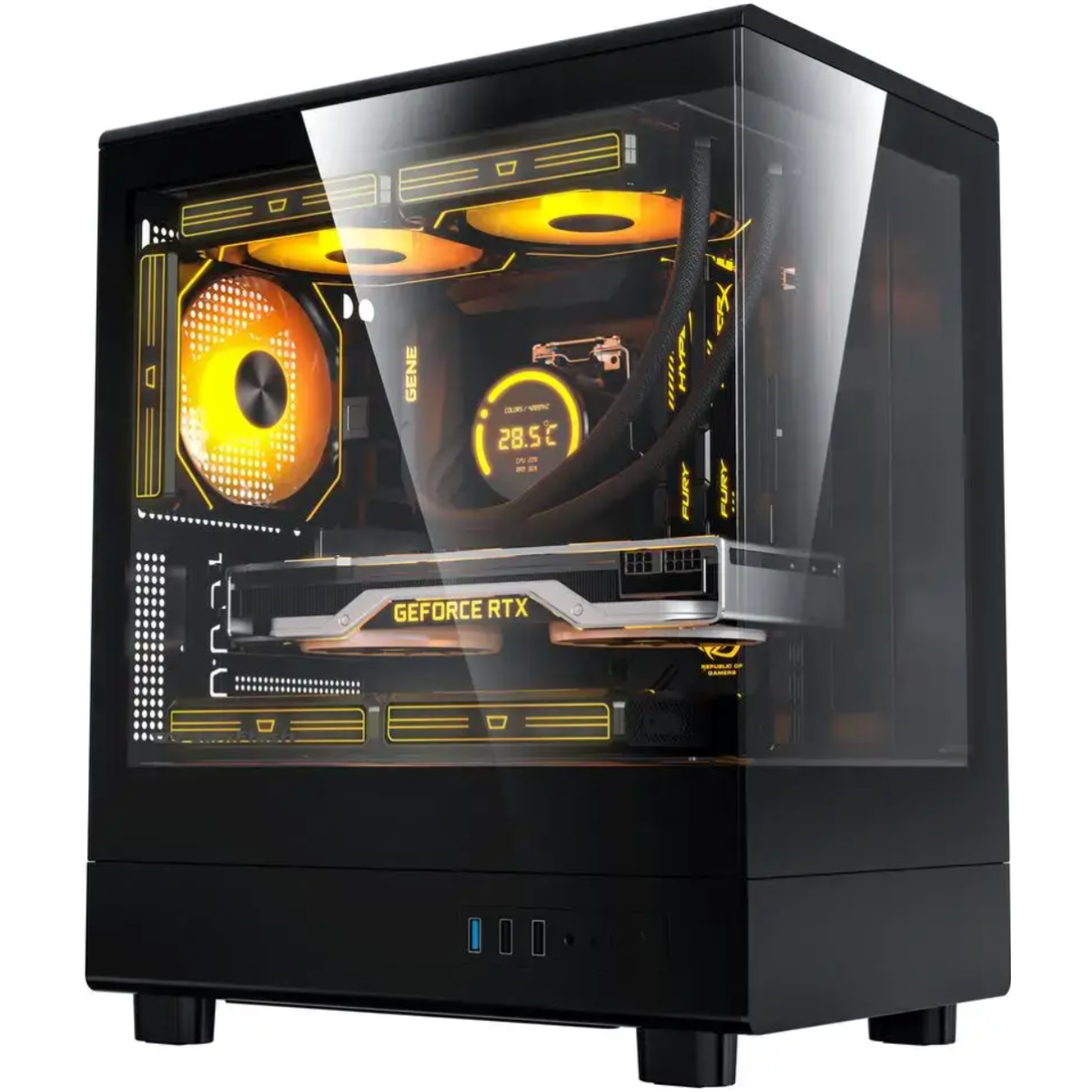 darkFlash DB330M Micro ATX Mid Tower Modern Aesthetic ARGB Gaming case, Panoramic Tempered Glass Design, w/ 3 ARGB Fans (Black)