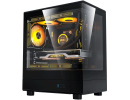 darkFlash DB330M Micro ATX Mid Tower Modern Aesthetic ARGB Gaming case, Panoramic Tempered Glass Design, w/ 3 ARGB Fans (Black)