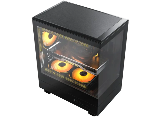 darkFlash DB330M Micro ATX Mid Tower Modern Aesthetic ARGB Gaming case, Panoramic Tempered Glass Design, w/ 3 ARGB Fans (Black)