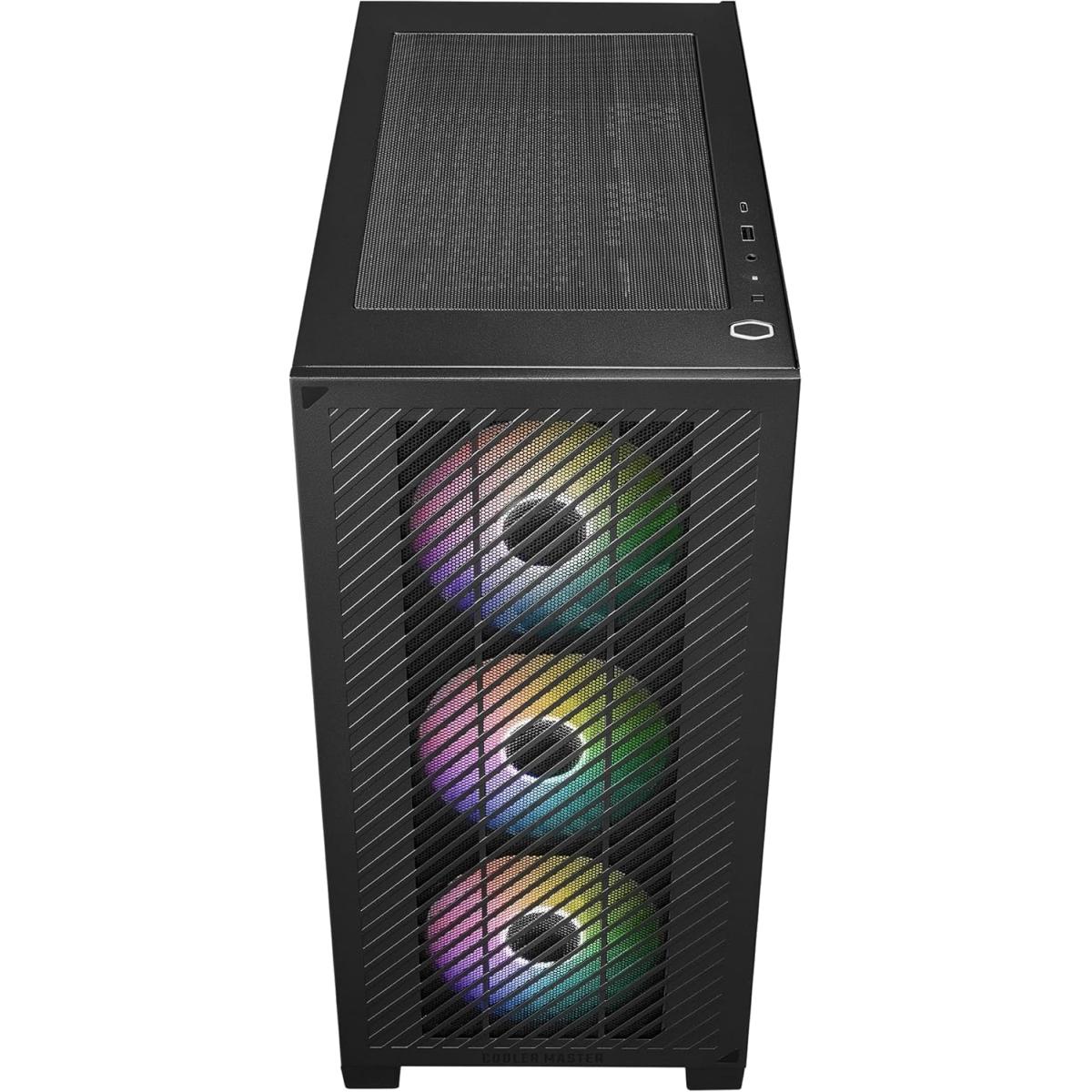 COOLER MASTER Elite 301 (Black) Micro-ATX ARGB Mini Tower Tempered Glass Gaming Case, Front Performance MESH Panel w/ 3 x120mm ARGB Fan & USB Type C
