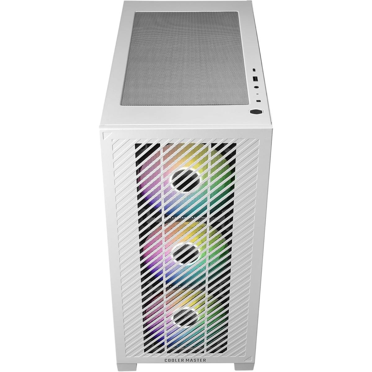 COOLER MASTER Elite 301 (White) Micro-ATX ARGB Mini Tower Tempered Glass Gaming Case, Front Performance MESH Panel w/ 3 x120mm ARGB Fan & USB Type C