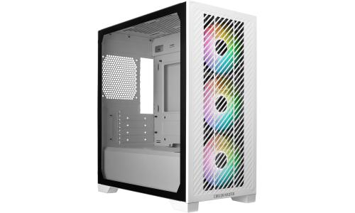 COOLER MASTER Elite 301 (White) Micro-ATX ARGB Mini Tower Tempered Glass Gaming Case, Front Performance MESH Panel w/ 3 x120mm ARGB Fan & USB Type C