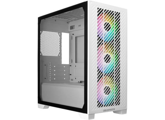 COOLER MASTER Elite 301 (White) Micro-ATX ARGB Mini Tower Tempered Glass Gaming Case, Front Performance MESH Panel w/ 3 x120mm ARGB Fan & USB Type C