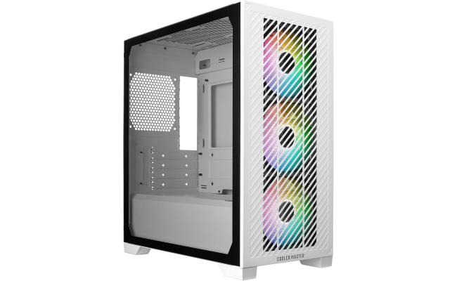 COOLER MASTER Elite 301 (White) Micro-ATX ARGB Mini Tower Tempered Glass Gaming Case, Front Performance MESH Panel w/ 3 x120mm ARGB Fan & USB Type C