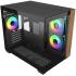 Cooler Master Elite 481 Wood (Black) Micro ATX ARGB Mid Tower Tempered Glass + Wood Panoramic Dual Chamber Fish Tank Gaming Case w/ 3 x120mm ARGB Fan (Side Reverse) & Type-C