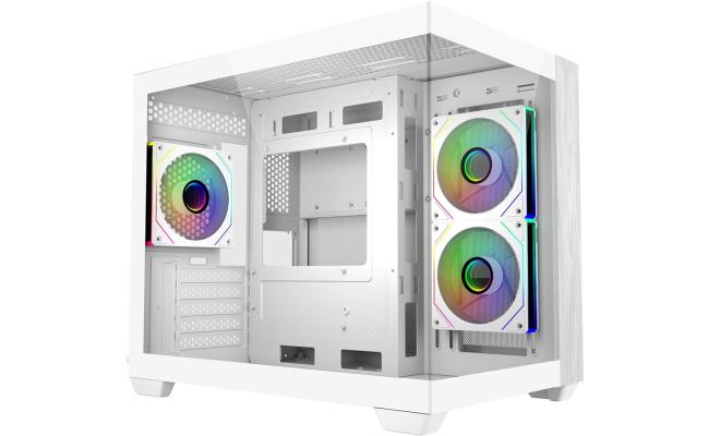 Cooler Master Elite 481 Wood (White) Micro ATX ARGB Mid Tower Tempered Glass + Wood Panoramic Dual Chamber Fish Tank Gaming Case w/ 3 x120mm ARGB Fan (Side Reverse) & Type-C Cooler Master Elite 481 Wood (White) Micro ATX ARGB Mid Tower Tempered Glass + Wood Panoramic Dual Chamber Fish Tank Gaming Case w/ 3 x120mm ARGB Fan (Side Reverse) & Type-C
