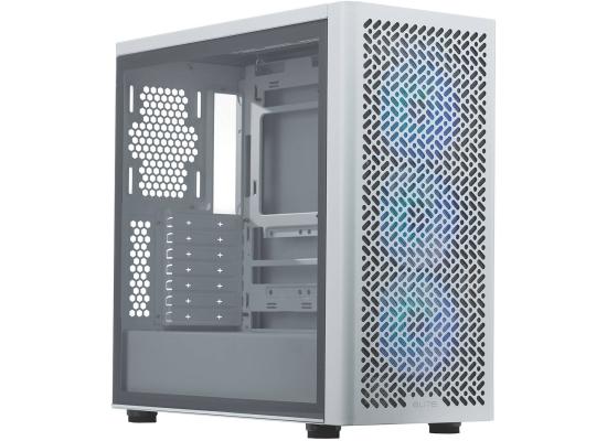 Cooler Master Elite 502 (White) ATX ARGB Mid Tower Tempered Glass Mesh Perforated Performance Design Gaming Case w/ 3 x120mm ARGB Fan & Type-C