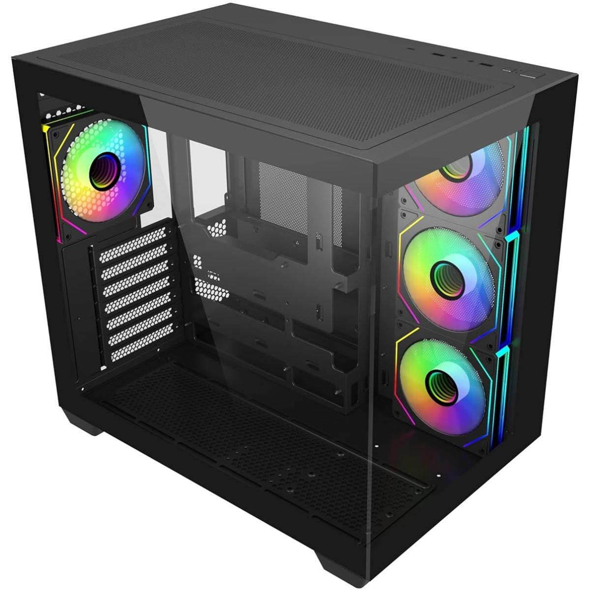 Cooler Master Elite 681 (Black) ATX ARGB Mid Tower Tempered Glass Panoramic Dual Chamber Fish Tank Gaming Case w/ 4 x120mm Daisy-Chain ARGB Fan (Side Reverse) & Type-C Cooler Master Elite 681 (Black) ATX ARGB Mid Tower Tempered Glass Panoramic Dual Chamber Fish Tank Gaming Case w/ 4 x120mm Daisy-Chain ARGB Fan (Side Reverse) & Type-C
