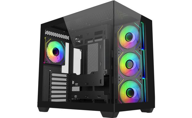 Cooler Master Elite 681 (Black) ATX ARGB Mid Tower Tempered Glass Panoramic Dual Chamber Fish Tank Gaming Case w/ 4 x120mm Daisy-Chain ARGB Fan (Side Reverse) & Type-C Cooler Master Elite 681 (Black) ATX ARGB Mid Tower Tempered Glass Panoramic Dual Chamber Fish Tank Gaming Case w/ 4 x120mm Daisy-Chain ARGB Fan (Side Reverse) & Type-C