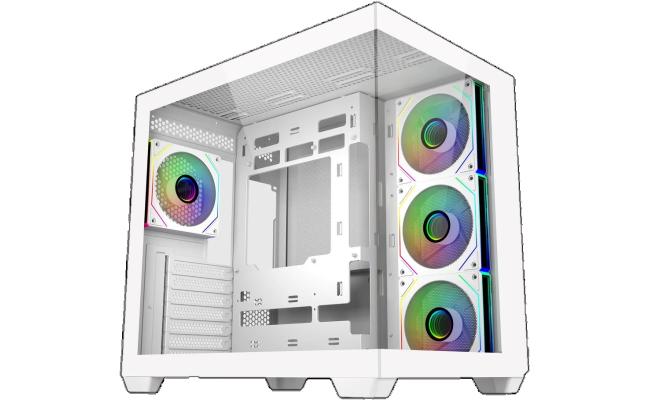 Cooler Master Elite 681 (White) ATX ARGB Mid Tower Tempered Glass Panoramic Dual Chamber Fish Tank Gaming Case w/ 4 x120mm Daisy-Chain ARGB Fan (Side Reverse) & Type-C Cooler Master Elite 681 (White) ATX ARGB Mid Tower Tempered Glass Panoramic Dual Chamber Fish Tank Gaming Case w/ 4 x120mm Daisy-Chain ARGB Fan (Side Reverse) & Type-C