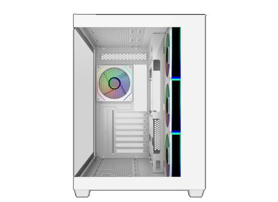 Cooler Master Elite 681 (White) ATX ARGB Mid Tower Tempered Glass Panoramic Dual Chamber Fish Tank Gaming Case w/ 4 x120mm Daisy-Chain ARGB Fan (Side Reverse) & Type-C