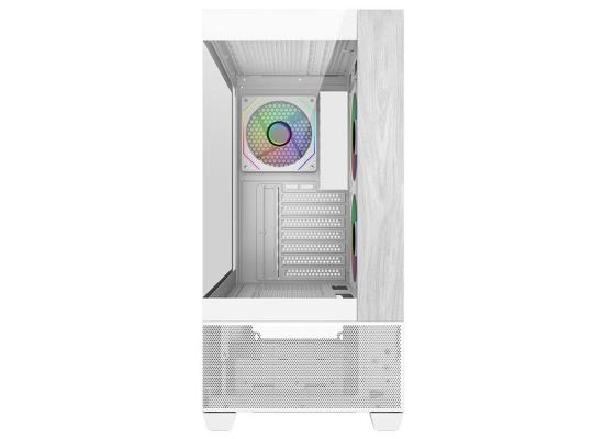 Cooler Master Elite 690 Wood (White) ATX ARGB Mid Tower Tempered Glass + Wood Panoramic Fish Tank Gaming Case w/ 3 x120mm ARGB Fan (Side Reverse) & Type-C