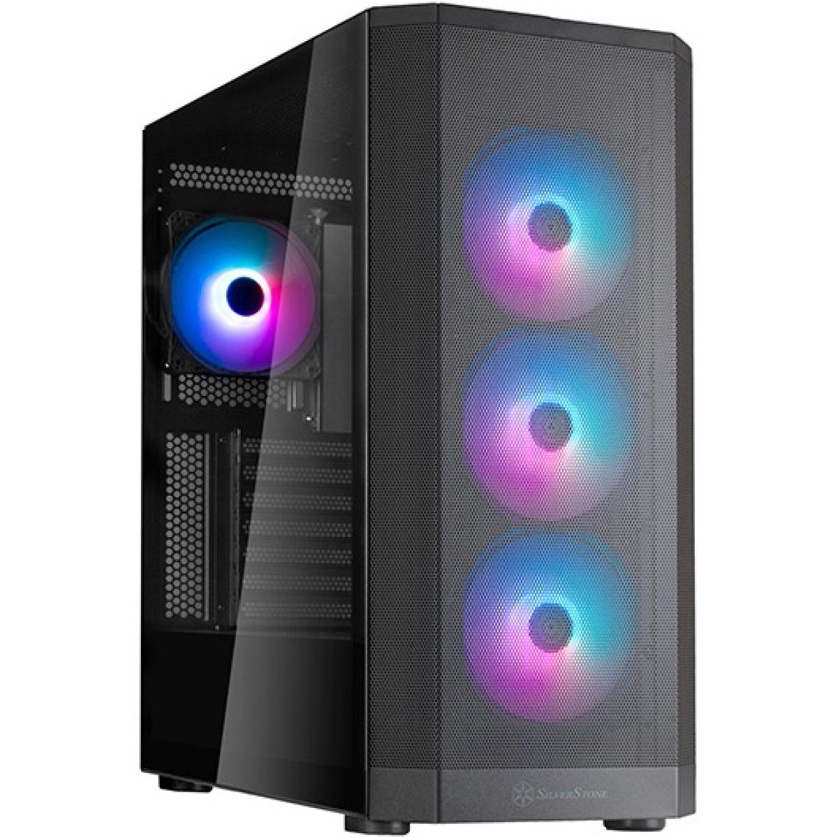 SilverStone FARA 514X (Black) ARGB ATX Mid Tower Tempered Glass Gaming Case, Dual 360m Radiator Support w/ USB Type-C & 4x120mm ARGB Fans