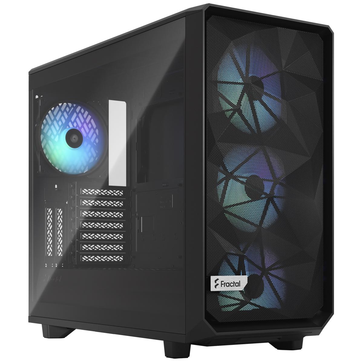 Fractal Design Meshify 2 (Black TG Clear Tint) Mid-Tower Tempered Glass RGB High-Performance Gaming Case w/ Type-C & 4x140mm Aspect 14 RGB PWM Fans