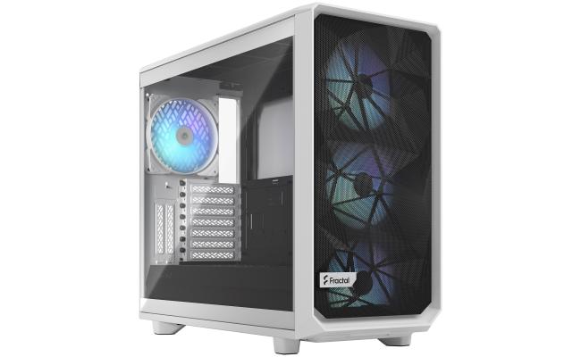 Fractal Design Meshify 2 (White TG Clear Tint) Mid-Tower Tempered Glass RGB High-Performance Gaming Case w/ Type-C & 4x140mm Aspect 14 RGB PWM Fans