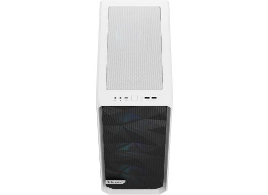 Fractal Design Meshify 2 Compact (White TG Clear Tint) Mid-Tower Tempered Glass RGB High-Performance Gaming Case w/ Type-C & 4x120mm Aspect 12 RGB PWM Fans