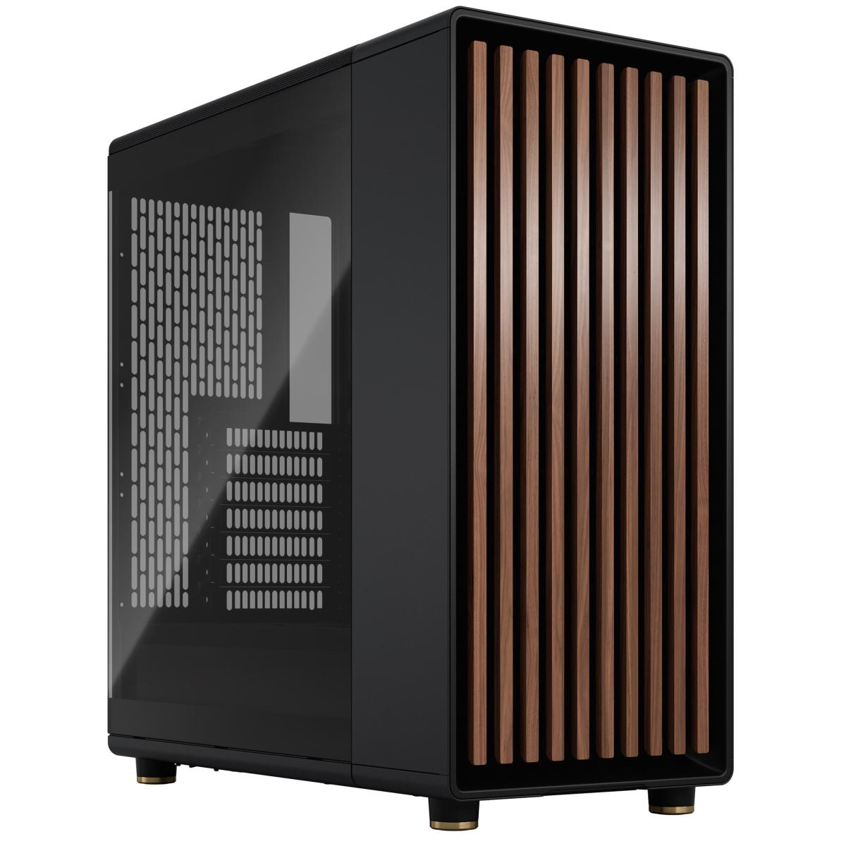 Fractal Design North (Charcoal Black TG Side) Mid-Tower Elegance Front Wood Gaming Case w/ Type-C & (Front) 2 x 140 mm PWM Fans