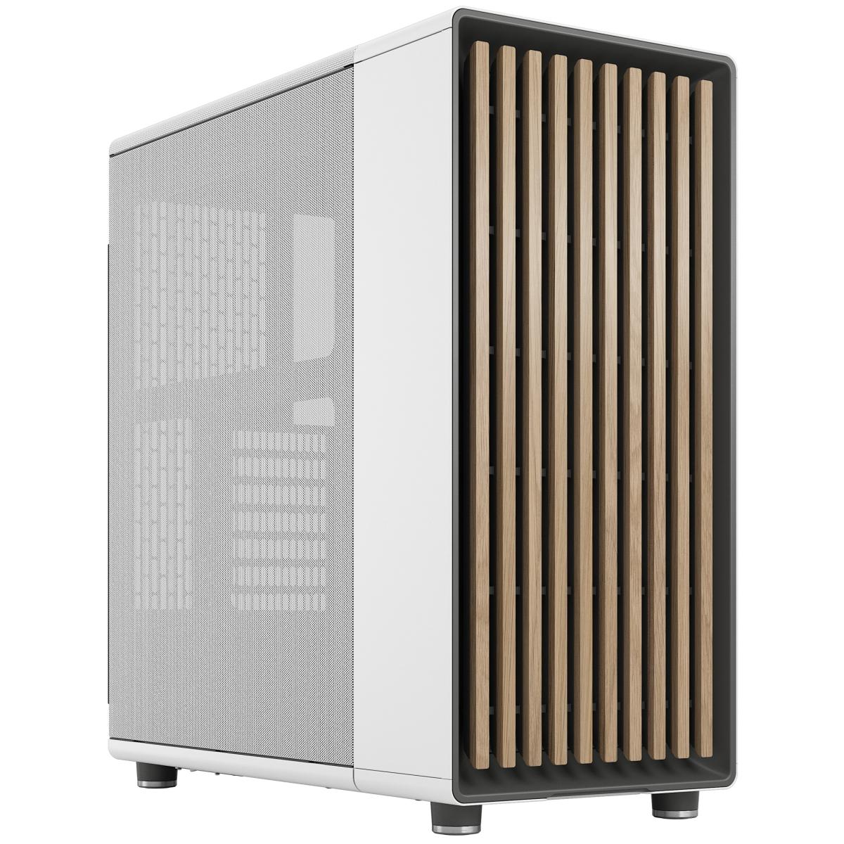 Fractal Design North (Chalk White Mesh Ventilated Side) Mid-Tower Elegance Front Wood Gaming Case w/ Type-C & (Front) 2 x 140 mm PWM Fans