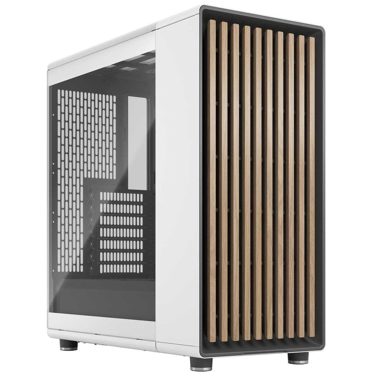 Fractal Design North (Chalk White TG Side) Mid-Tower Elegance Front Wood Gaming Case w/ Type-C & (Front) 2 x 140 mm PWM Fans
