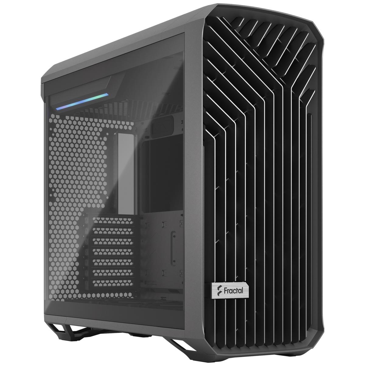 Fractal Design Torrent (Gray TG Light Tint) Mid-Tower Tempered Glass Gaming Case w/ Type-C &  (Front) 2 x 180 mm + (Bottom) 3 x 140 mm Fans