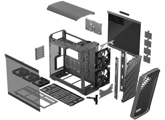 Fractal Design Torrent (Gray TG Light Tint) Mid-Tower Tempered Glass Gaming Case w/ Type-C &  (Front) 2 x 180 mm + (Bottom) 3 x 140 mm Fans