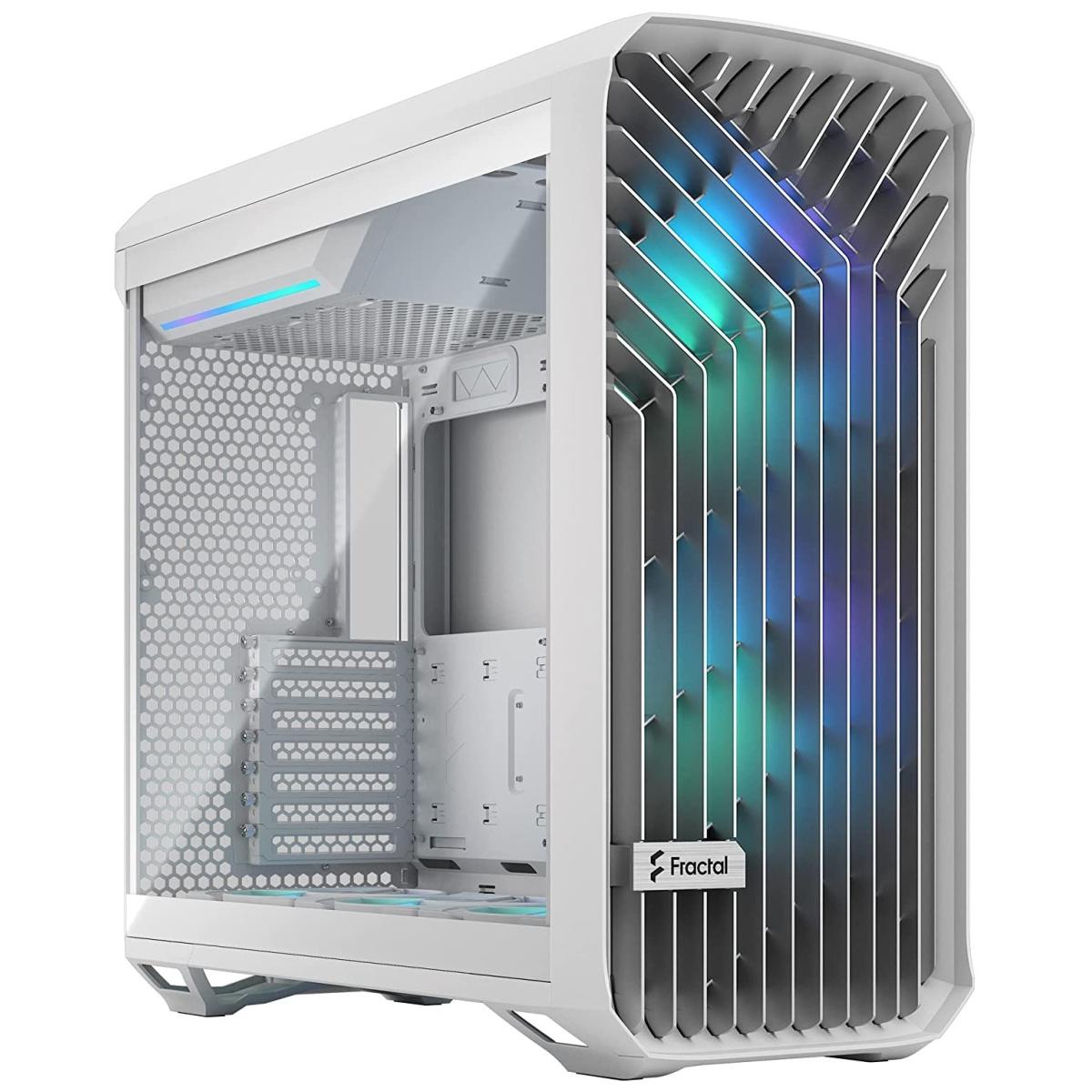 Fractal Design Torrent (White RGB TG Clear Tint) Mid-Tower Tempered Glass RGB Gaming Case w/ Type-C & (Front) Prisma 2 x 180 mm + (Bottom) 3 x 140 mm Fans