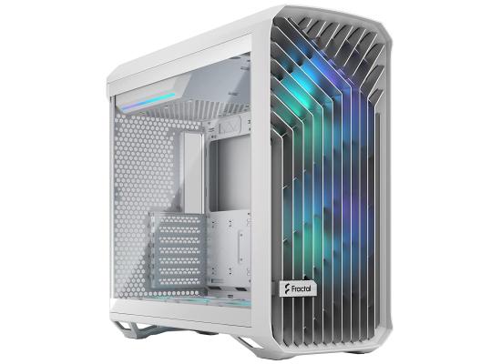 Fractal Design Torrent (White RGB TG Clear Tint) Mid-Tower Tempered Glass RGB Gaming Case w/ Type-C & (Front) Prisma 2 x 180 mm + (Bottom) 3 x 140 mm Fans 