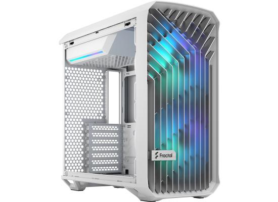 Fractal Design Torrent Compact (White RGB TG Light Tint) Mid-Tower Tempered Glass RGB Gaming Case w/ Type-C & (Front) 2 x Prisma 180 mm