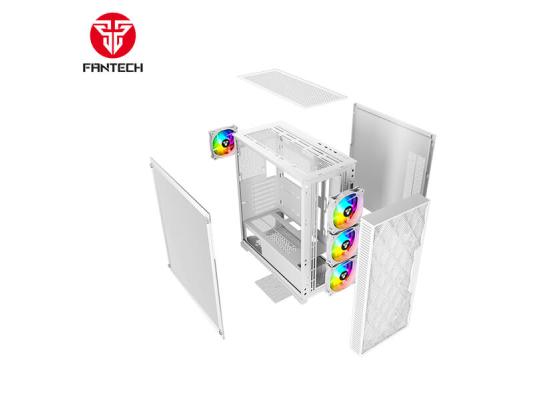 Fantech Rhombus XL-CG84 (White) ARGB ATX Full Tower Tempered Glass Gaming Case w/ Front Mesh Design For Optimal Performance & 4X 120mm ARGB Fans