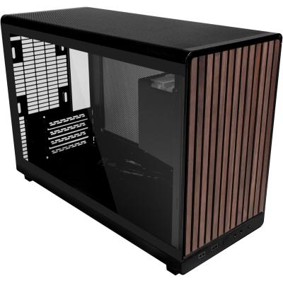 Lian Li A3-mATX Wood Edition (Black) Micro Form Factor Minimalistic Sleek & Compact Mini Tower Gaming Case, Ventilated Steel Glass Side, w/ USB 3.1 Type-C